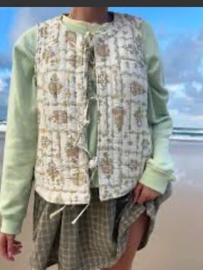 100% cotton quilted vest cottage core prairie -style women size M